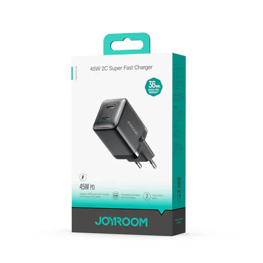 Joyroom JR-TCG17 45W Dual USB-C GaN Fast Charger | Black Price in Pakistan