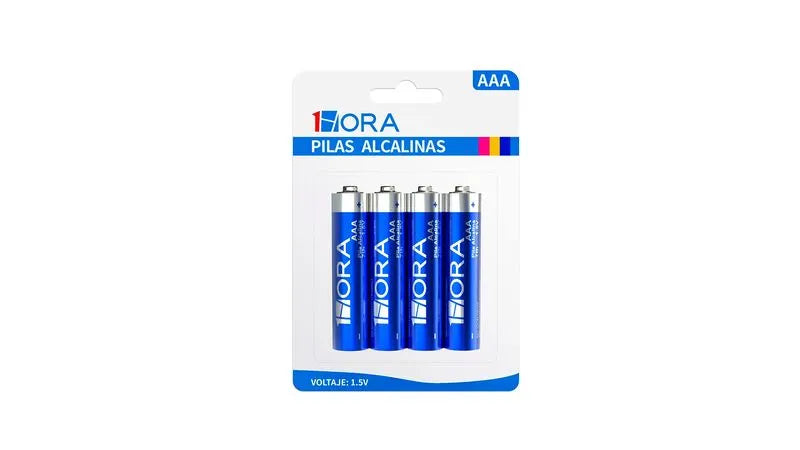1HORA GAR135 AAA Batteries 4-Pack | Long Lasting Alkaline Power | Pilas Alkalinas