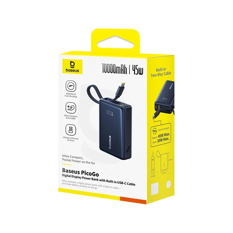 Baseus PicoGo 45W 10000mAh Power Bank Price in Pakistan – Built-in Cable