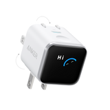 Anker Nano Charger 45W Smart Display in white with 180° foldable plug