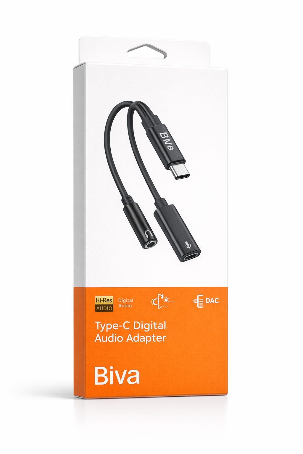 Biva Type-C Digital Audio Adapter / Splitter with DAC & 60W Fast Charging | USB-C to 3.5mm AUX Converter for Android & USB-C Devices