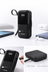 NOHON NX-P32 20000mAh Power Bank with Built-in Dual Cables | 22.5W PD Fast Charging | Type-C & Lightning