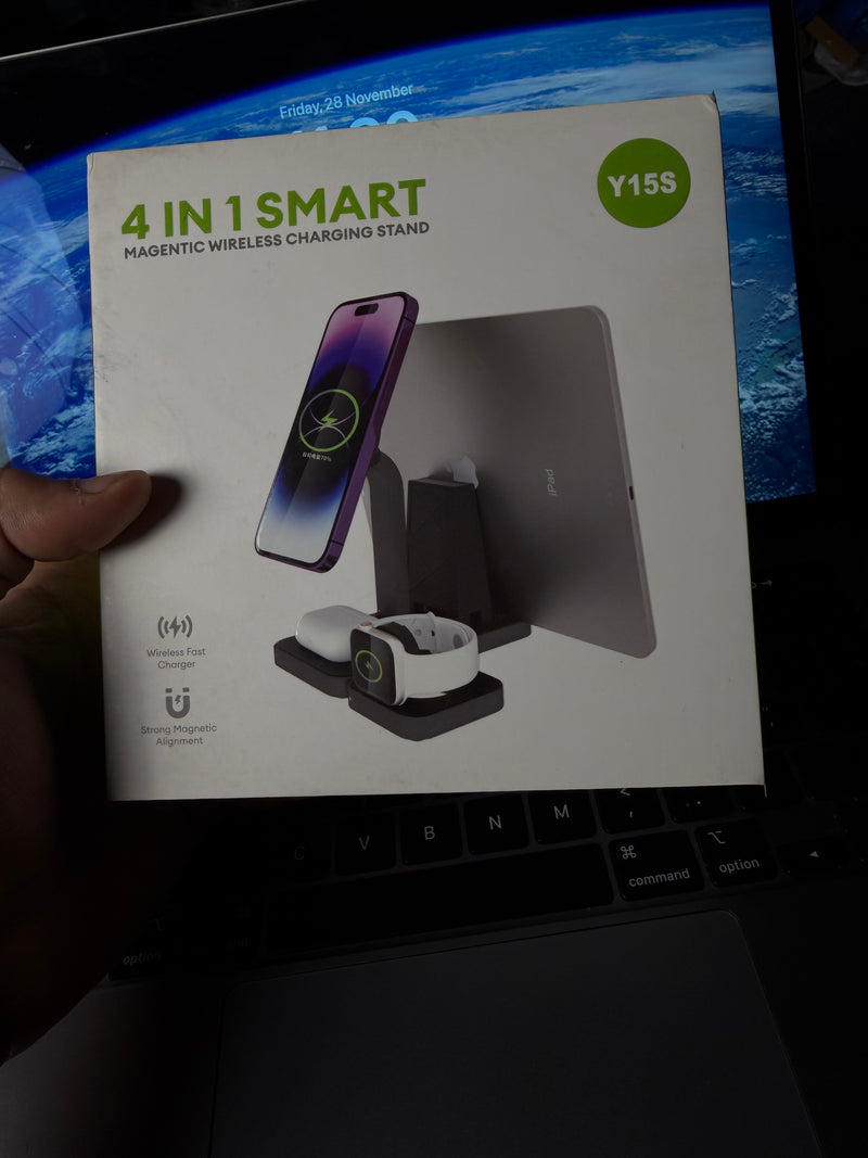 4 in 1 Magnetic Wireless Charging Stand Y15S | 15W MagSafe Style Charger