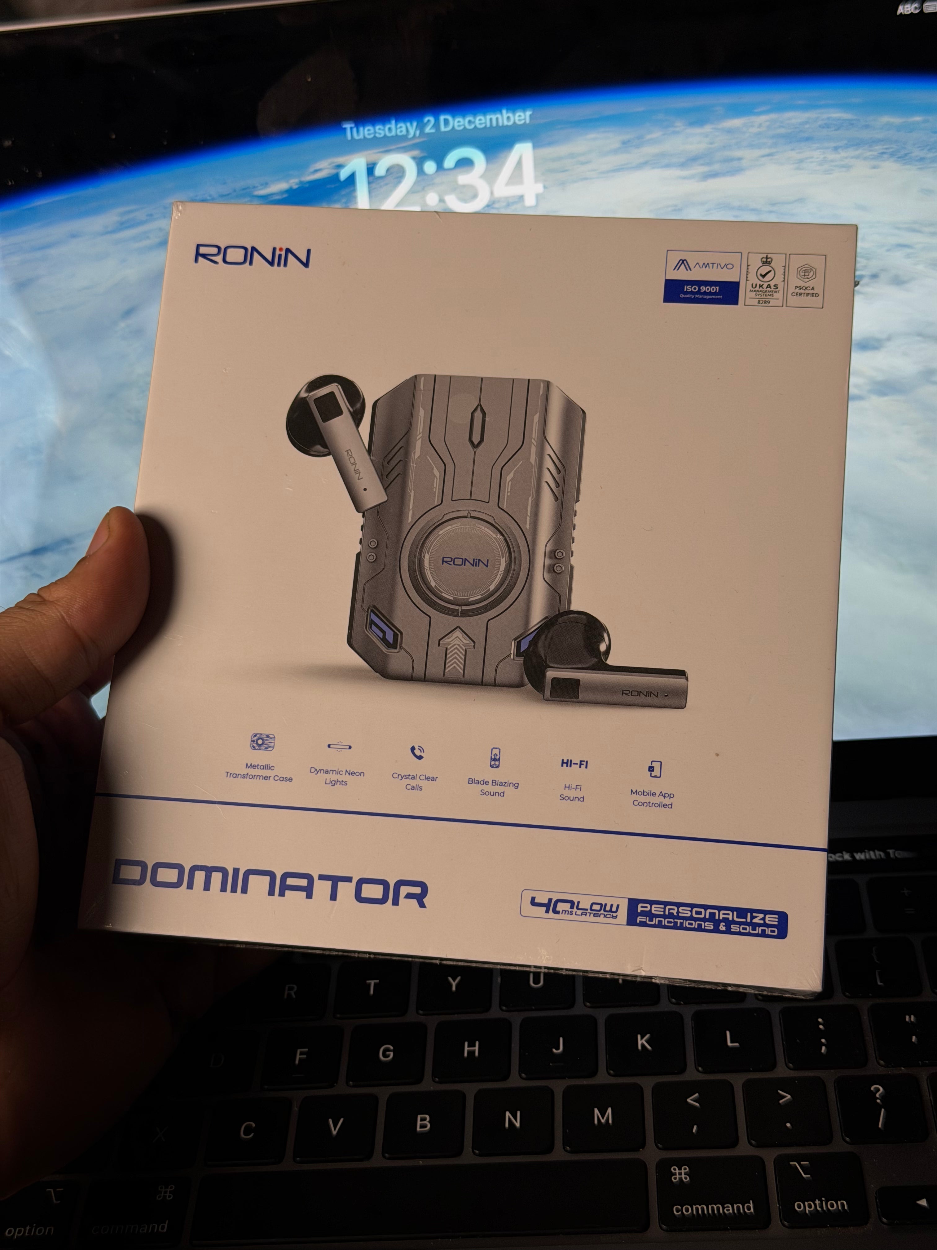 Ronin Dominator Earbuds – Bluetooth 5.3 Wireless Earbuds with RGB Lights & 40ms-Latency Gaming