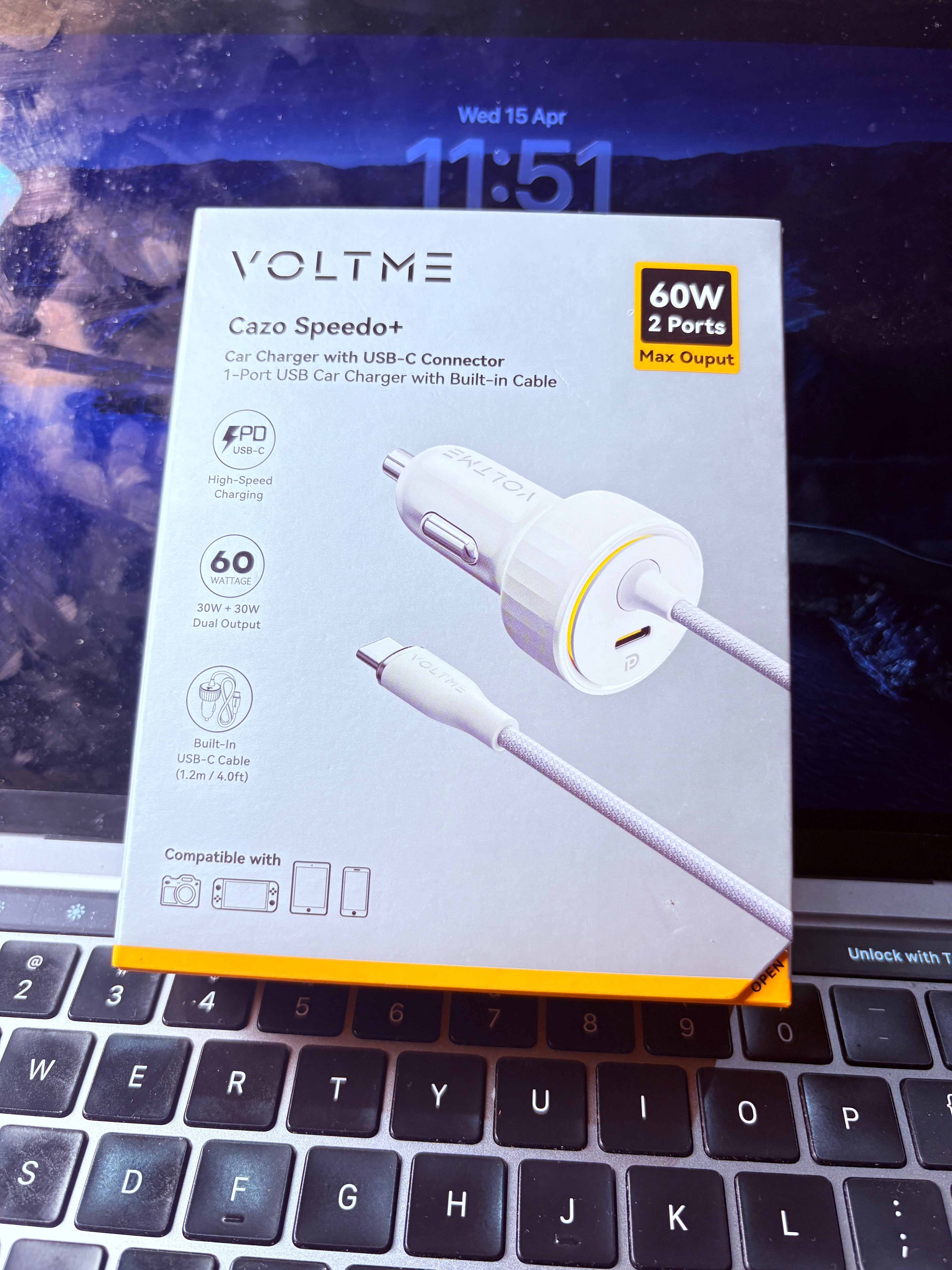 VOLTME Cazo 60W Car Charger Price in Pakistan – Built-in USB-C Cable Fast Charger