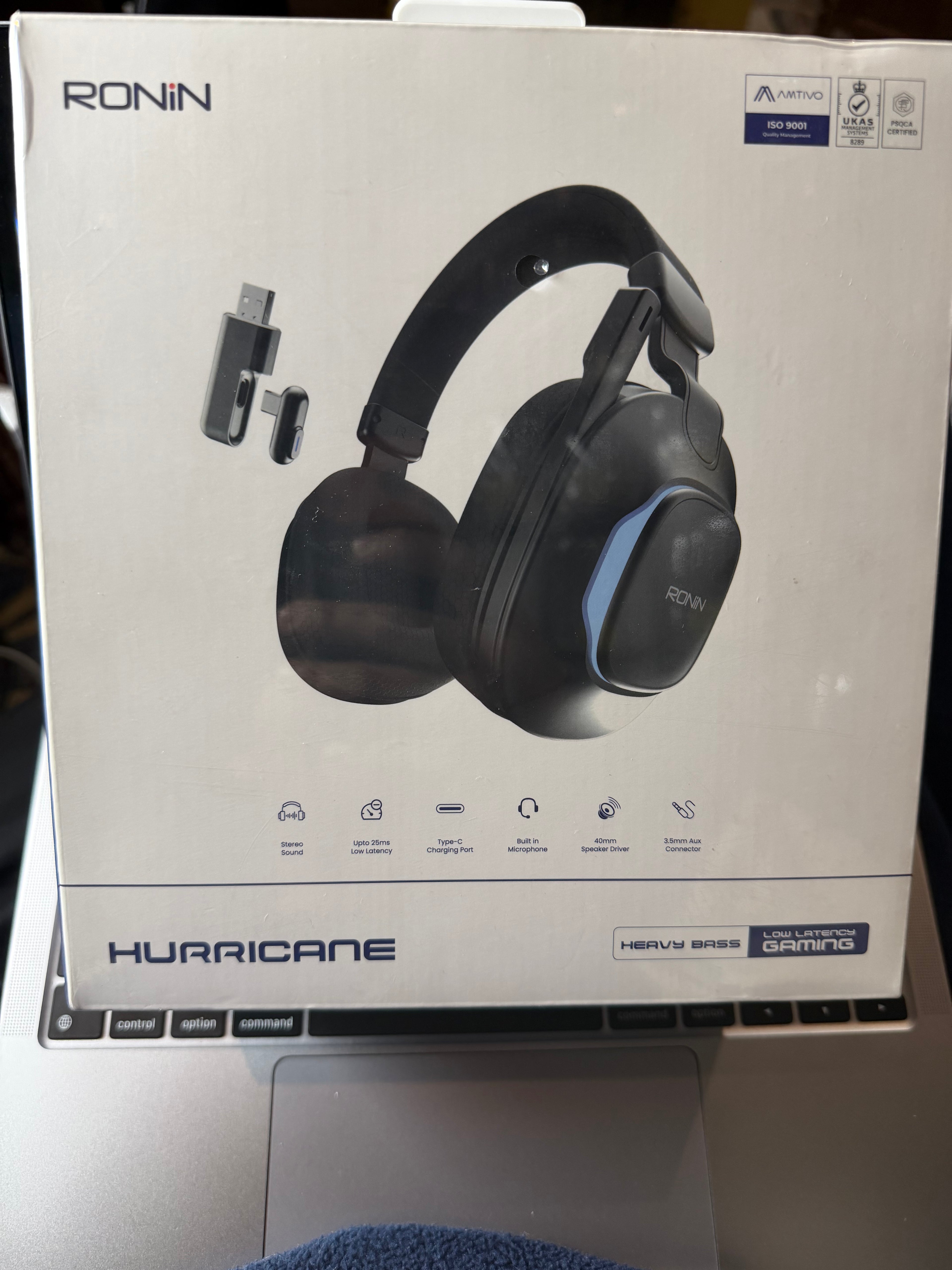 Ronin Hurricane, R-1515 Gaming Headphones – Wireless Low-Latency 25ms RGB Headset