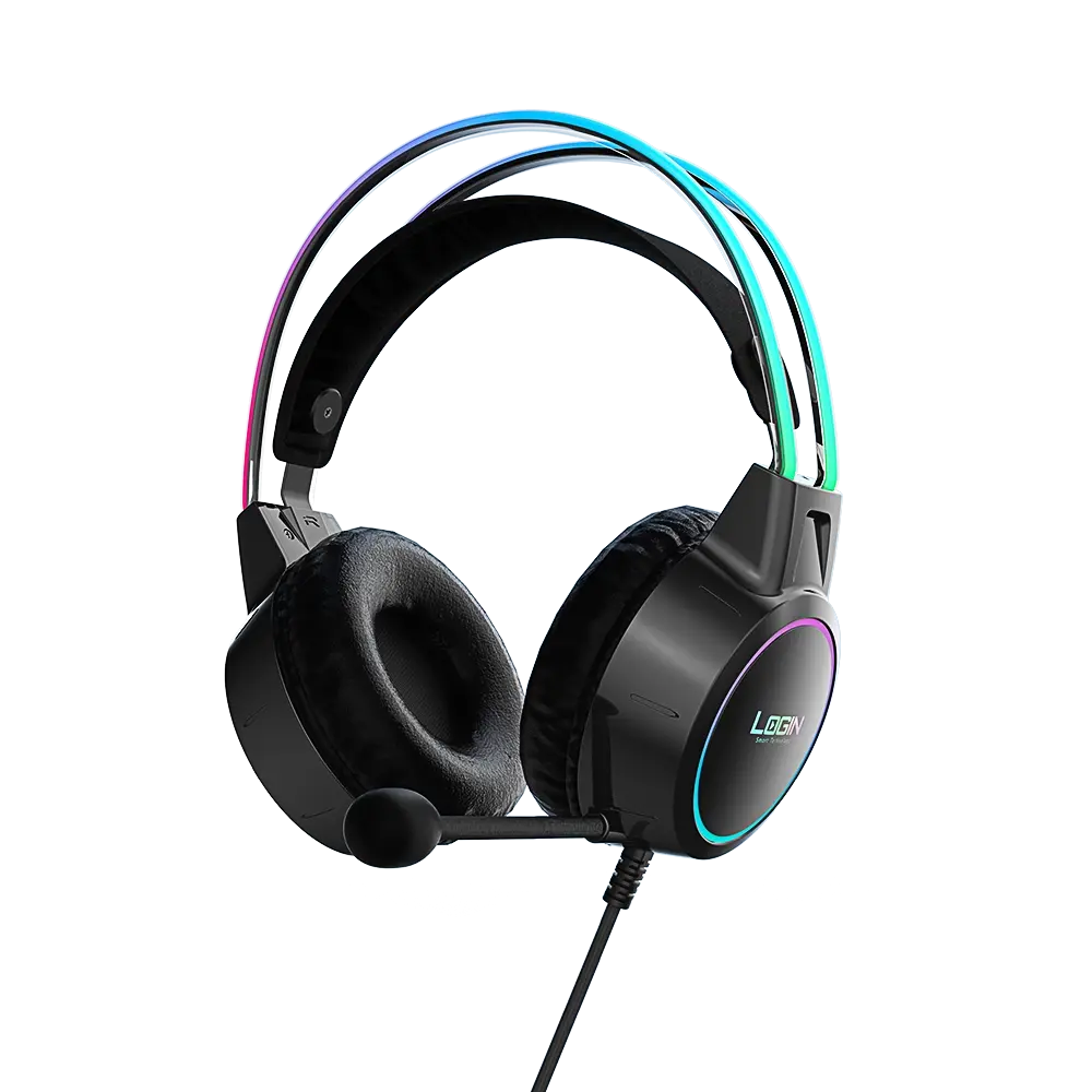 LOGIN L-285 RGB Wired Gaming Headphone – 50mm Bass Drivers, RGB Lighting, Built-In Mic, 1.8m Cable