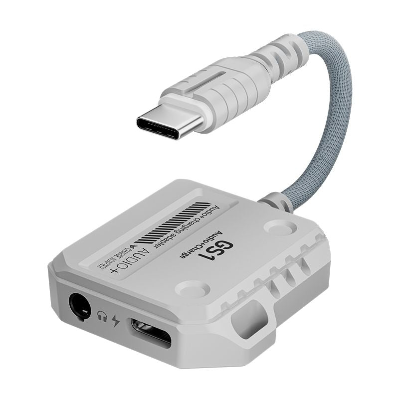 Plextone GS1 2-in-1 Type-C to 3.5mm Audio Splitter with 60W Fast Charging – Dual Audio & Charge Converter