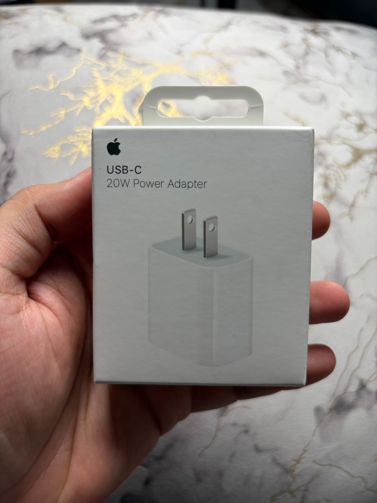 Actual box-packed Apple 20W USB-C Power Adapter - front of retail packaging