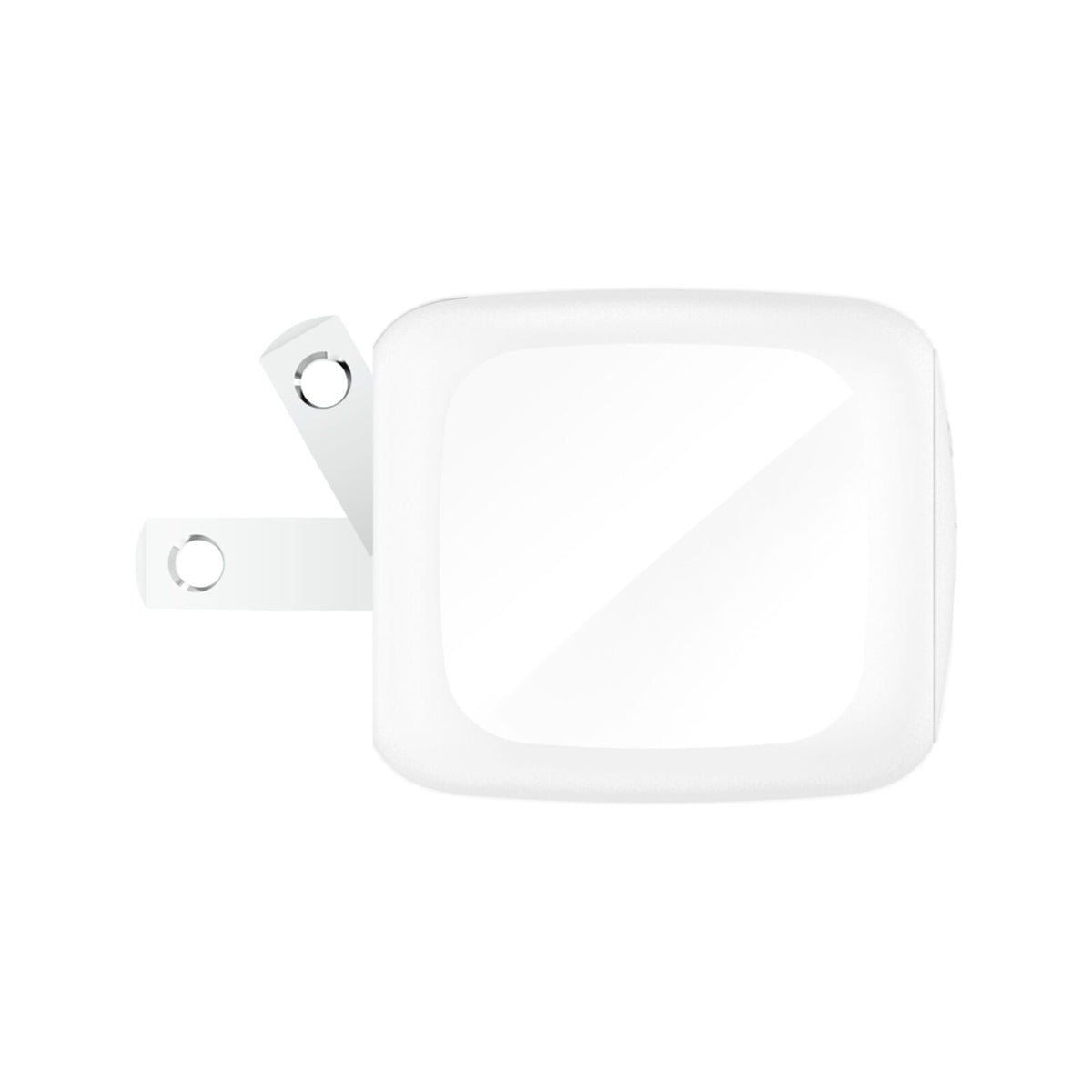 Belkin BoostCharge 45W white USB-C charger side view showing foldable flat pins