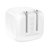 Belkin BoostCharge 45W compact charger rear view with pins folded flat