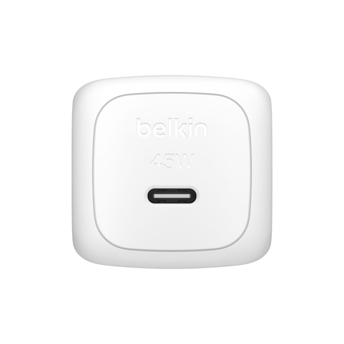 Belkin BoostCharge 45W wall charger front view with a single USB-C port