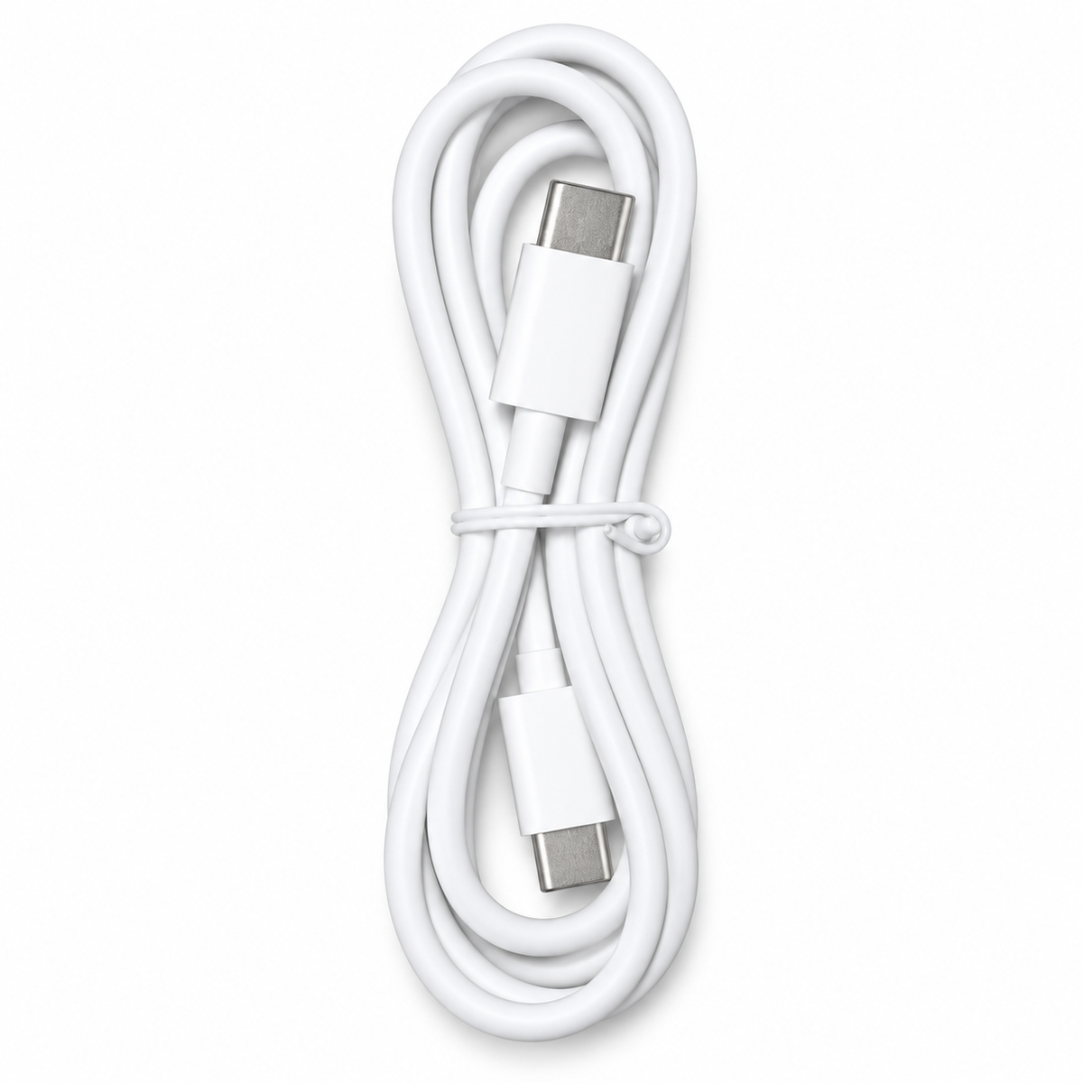 Original Google Pixel 1m white USB-C to USB-C cable in open packaging — studio illustration based on the actual cable