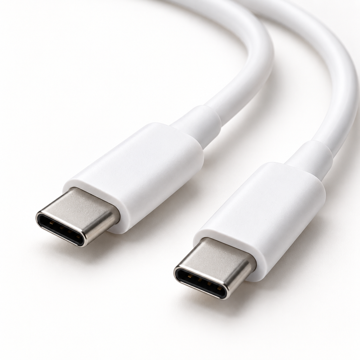 USB-C connectors on the original Google Pixel white 1m cable — studio illustration