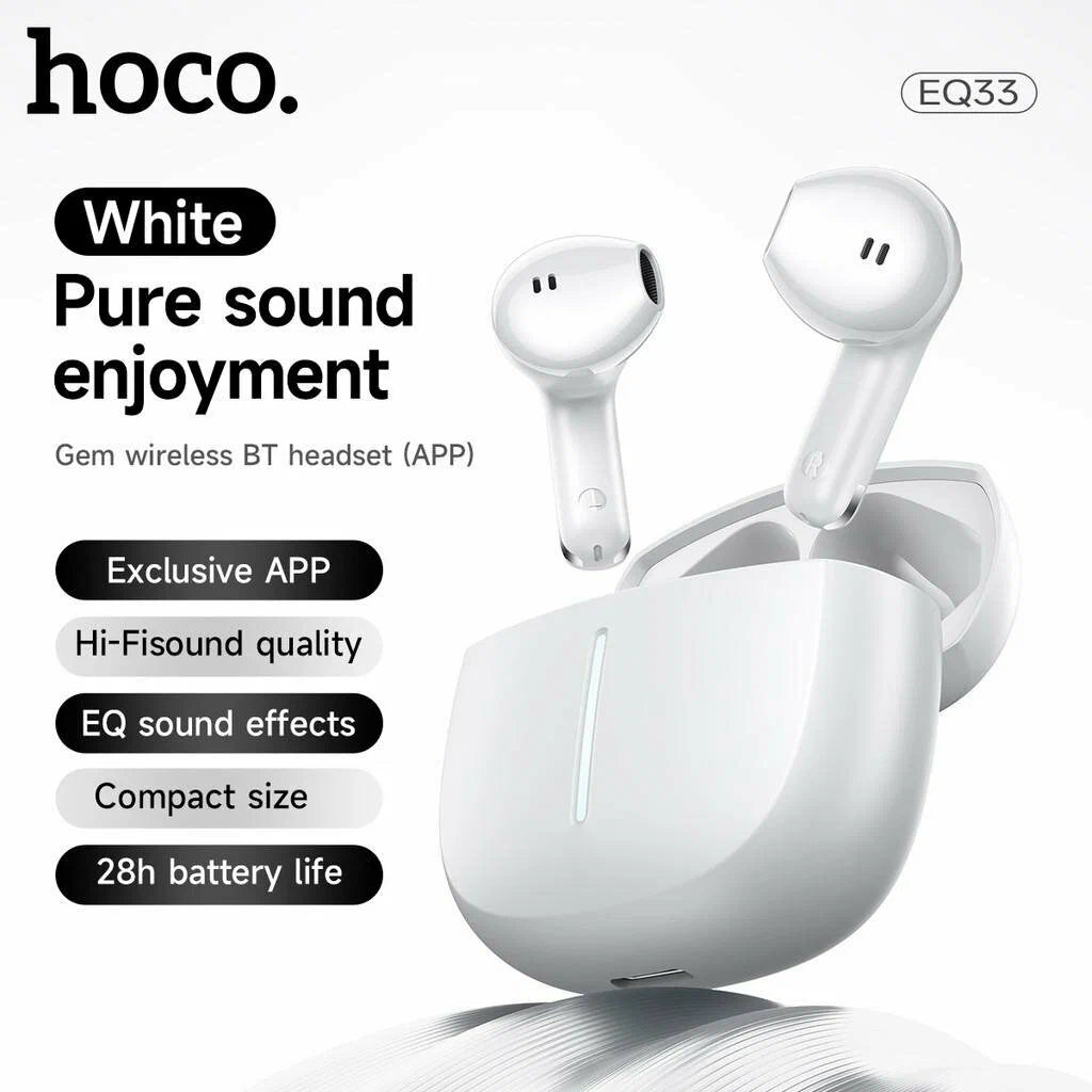 HOCO EQ33 True Wireless Earbuds (Box Packed) | ENC Calls, Bluetooth, Touch Control, Charging Case