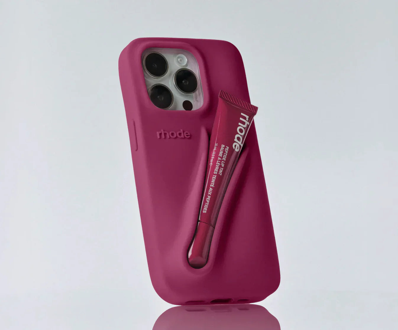 Rhode Inspired Lip Gloss Phone Case – Pink Silicone Makeup Holder Cover
