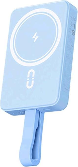 ROMOSS WMS10 10000mAh 20W magnetic wireless power bank in Blue, magnetic charging surface