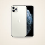 Used iPhone 11 Pro Max in silver, front and back