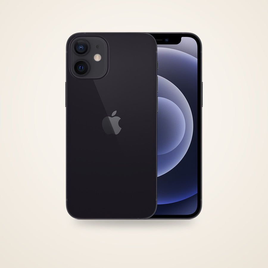 Used iPhone 12 mini in black, front and back