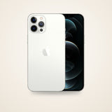Used iPhone 12 Pro Max in silver, front and back