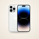 Used iPhone 14 Pro Max in silver, front and back
