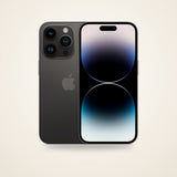 Used iPhone 14 Pro in space black, front and back