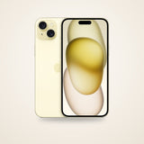 Used iPhone 15 Plus in yellow, front and back