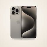 Used iPhone 15 Pro Max in natural titanium, front and back