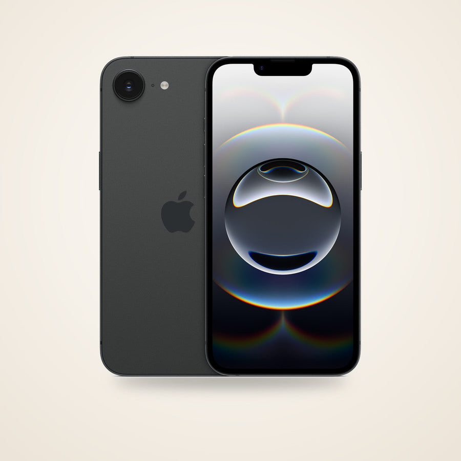 Used iPhone 16e in black, front and back