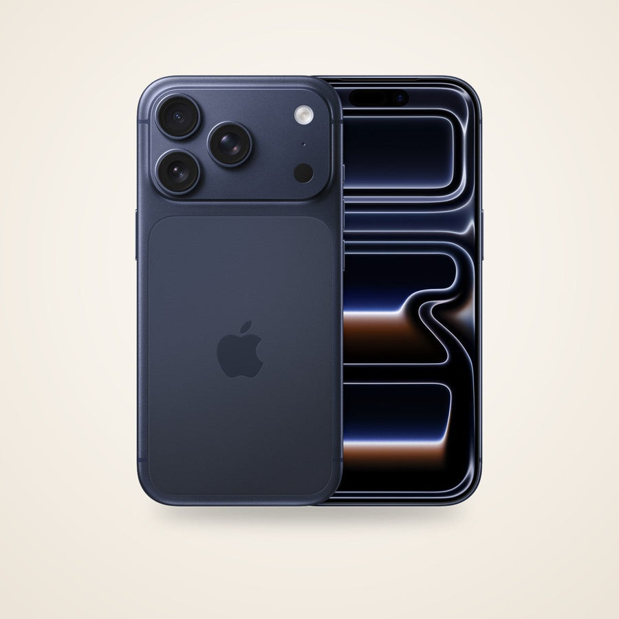 Used iPhone 17 Pro in deep blue, front and back
