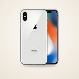 Used iPhone X in silver, front and back