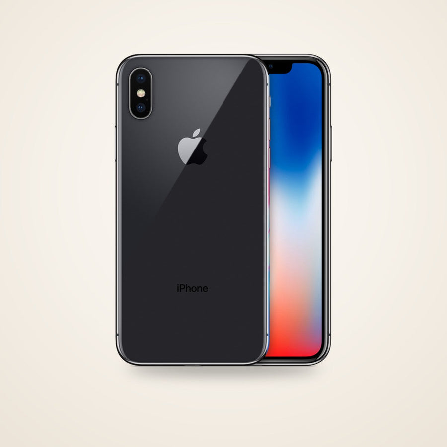 Used iPhone X in space grey, front and back