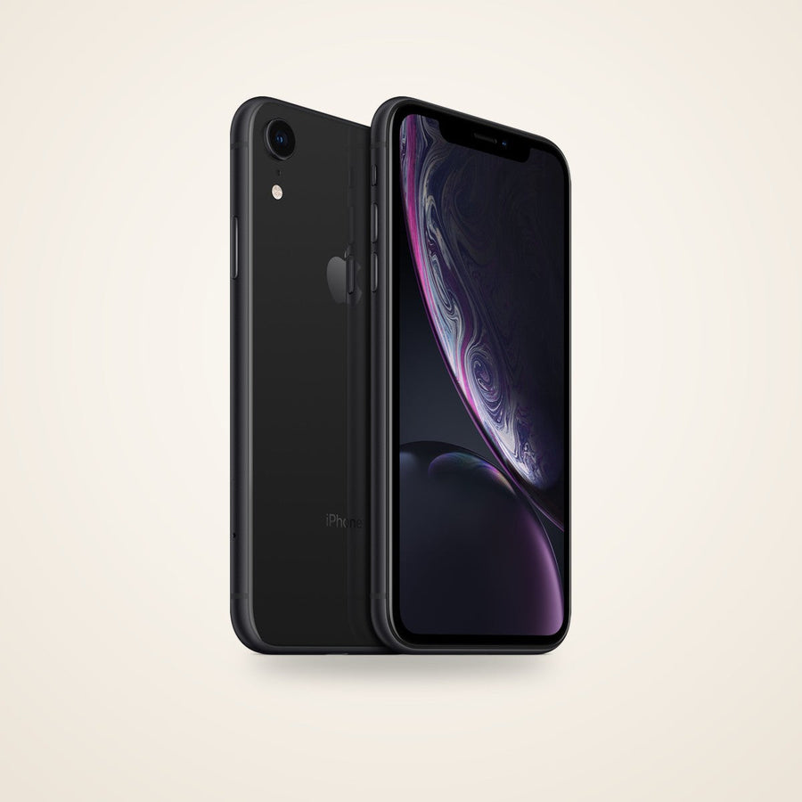 Used iPhone XR in black, front and back