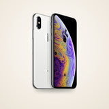 Used iPhone XS in silver, front and back