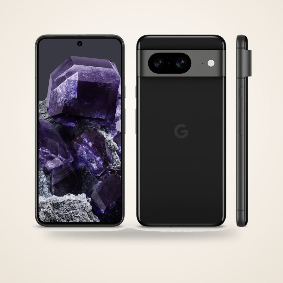 Used Google Pixel 8 in obsidian, front and back